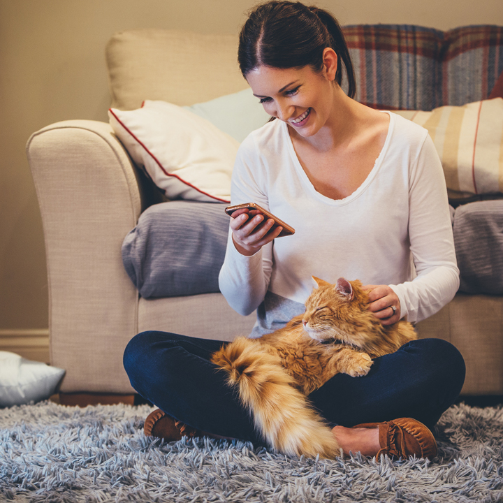 Braemar Happy woman with cat